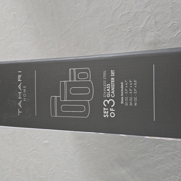 BNIB HOST PICK. Tahari Home Set of 3 Stainless Steel Glass Canister Set - Picture 2 of 4